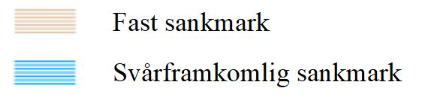 Symboler för fast sankmark respektive svårframkomlig sankmark.